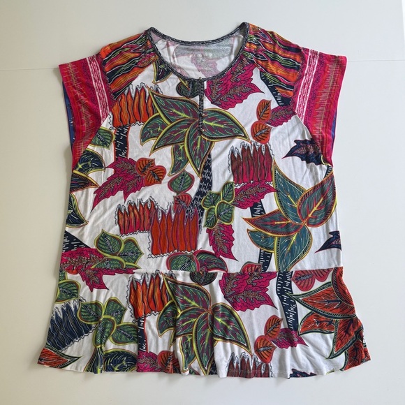 Soft Surroundings Womens Tigerwood Placed Print l Tunic Top 2X Tropical Summer - Picture 2 of 9